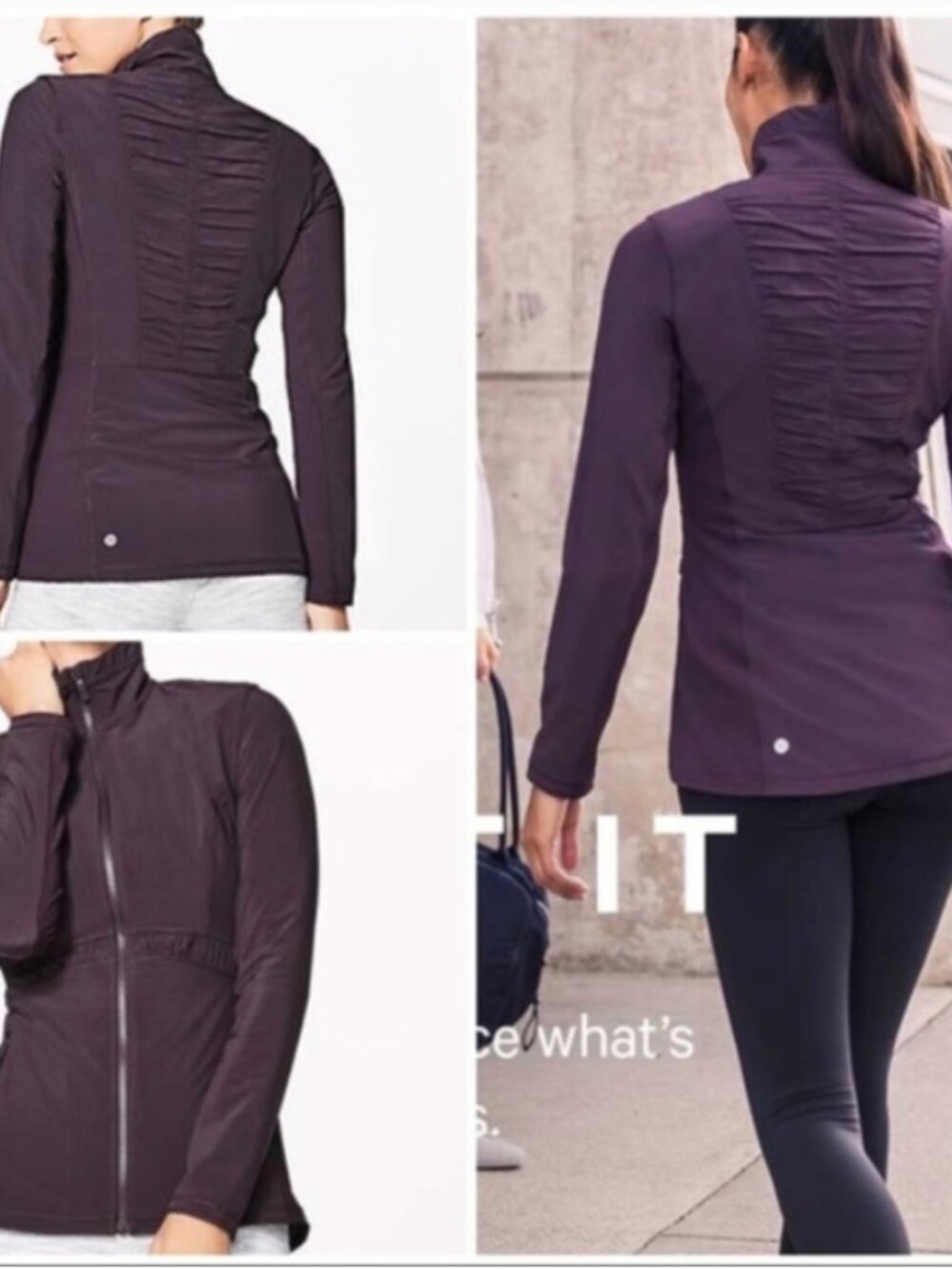 Lululemon round Trip Jacket pelt Full Zip Ruched Back Luon Athleisure sz 6